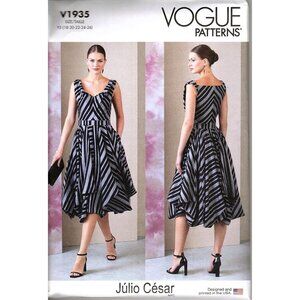 Vogue V1935 Misses 18 to 26 Julio Cesar Lined Dress Uncut Sewing Pattern